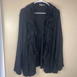 Cato Woman’s Black Ruffled Long Sleeve T-shirt Soft Cardigan Plus 26/28